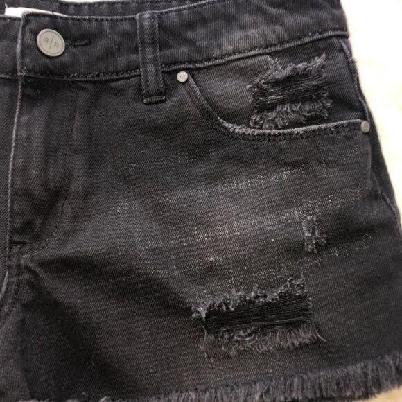 BP Jean Shorts Size 26 Black Distressed Denim Boho Beach Festival Cut Off Frayed - Picture 7 of 11